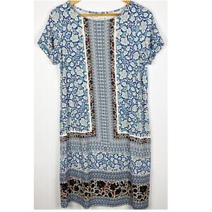 J.Jill Floral Short Sleeve Sheath Dress Size Small